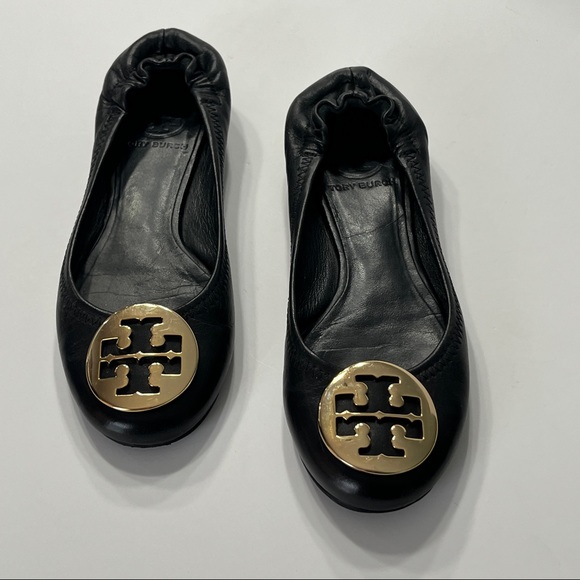 Tory Burch Shoes - Tory Burch Flats Black with Gold Emblem